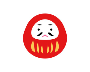ヒゲのついた赤いダルマのシンプルなイラスト