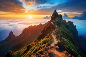 Muntains in the nature in the Madeira Islands, Portugal. Generative ai