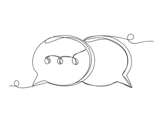 Continuous one line speech bubble shape isolated.