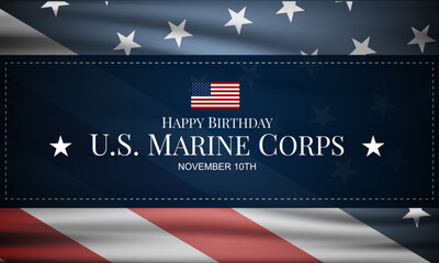 US Marine Corps Birthday November 10 Background Vector Illustration - obrazy, fototapety, plakaty