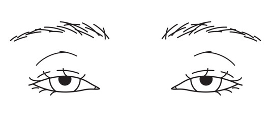 目元　眼瞼下垂　白黒
