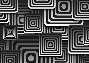 Black white squares abstract tech minimal background. Vector design