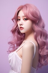 Naklejka premium Stylish Half-body Ulzzang Korean Youth in Everyday Pastel Aesthetic Outfit