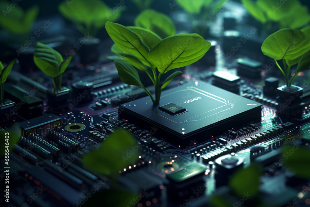 Poster circuit electronic computing chip motherboard closeup technology board hardware processor graphics d