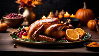 Obraz na płótnie Canvas Delicious Thanksgiving turkey dinner 