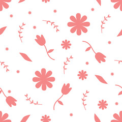 seamless pattern with pink flowers