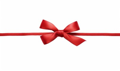 Red straight string and bow, knot isolated against a white background, Generative AI
