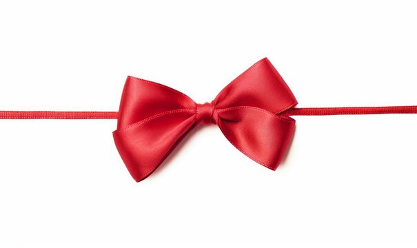 Red straight string and bow, knot isolated against a white background, Generative AI