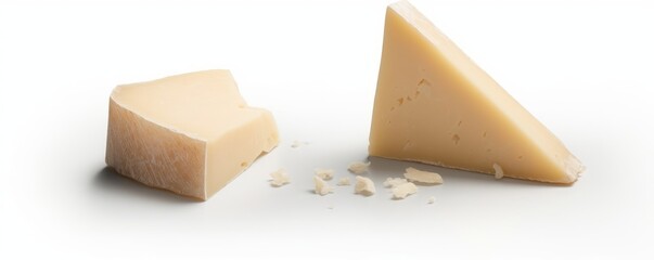 A block of fresh parmesan hard cheese isolated against a white background, Generative AI
