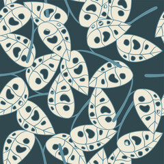 Tropical floral line art seamless pattern. Suitable for backgrounds, wallpapers, fabrics, textiles, wrapping papers, printed materials, and many more.