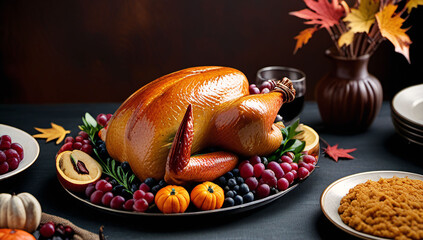 Obraz na płótnie Canvas Delicious Thanksgiving turkey dinner