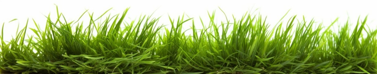 Fototapeta premium Fresh green grass isolated against a white background, Generative AI