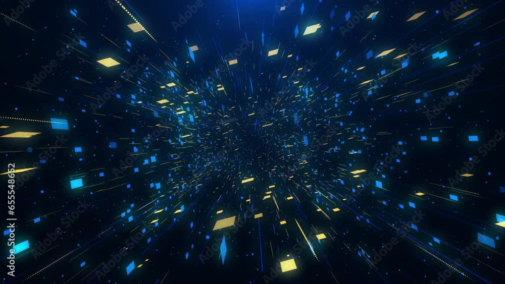 Aufkleber 3d 4k sci-fi flying futuristic tunnel. deep tech abstract 3d. blockchain big data bitcoin wave techn