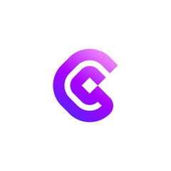 Abstract C letter with Block Square Server Blockchain Logo Design Vector
