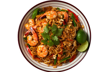 Thai style noodles , Pad thai isolated on transparent background