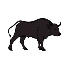 mammal bull black with white background silhouette