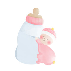 baby sleep with  bottle