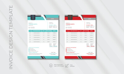 Minimal Corporate Business Invoice design template vector illustration bill form price invoice