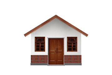 Old small village house isolated on transparent background.