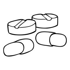 pills medicine line vector illustration