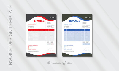 Minimal Corporate Business Invoice design template vector illustration bill form price invoice
