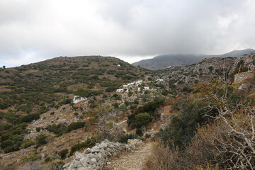 Fototapeta na wymiar Cycladian village in Amorgos, Greece