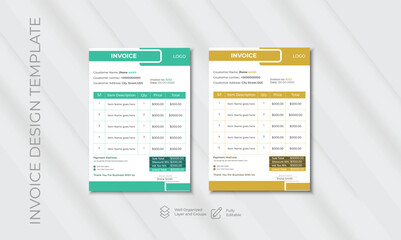 Minimal Corporate Business Invoice design template vector illustration bill form price invoice