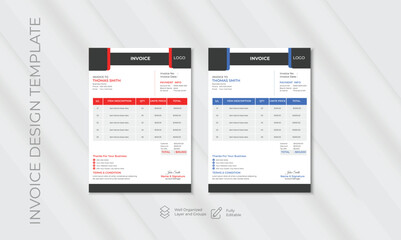 Minimal Corporate Business Invoice design template vector illustration bill form price invoice