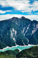 富山県立山黒部アルペンルートからの立山連峰の景色