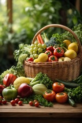 A colorful assortment of fresh vegetables in a basket