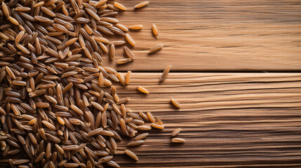 the Essence of Wild Rice Grain on Wooden Background
