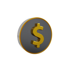 Dollar sign 3D rendered icon design.
