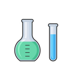 Chemistry science laboratory test glass tube and flask vector icon set - 655560851