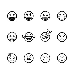 emoticon icon set over white background, line style, vector illustration