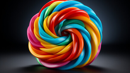 Fototapeta na wymiar A vibrant rainbow candy cane, twisted into a spiral shape.