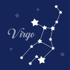 Virgo sign constellation vector icon on dark background - 655561864