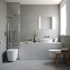 Fototapeta na wymiar gray bathroom scandinavian interior 