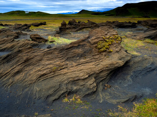 Dramatic black-sand beach Reynisfjara on Iceland.