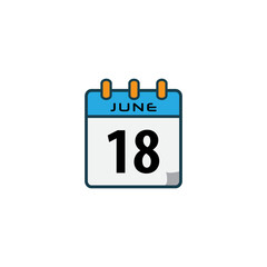 June month date icon vector logo design flat style