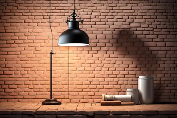 Lamp and beautifull home room decorate  on brick   wall background.