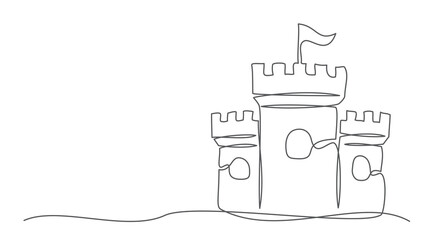 Castle One line drawing isolated on white background