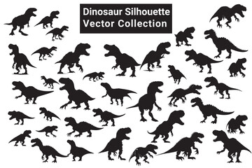dinosaur silhouette vector collection - obrazy, fototapety, plakaty