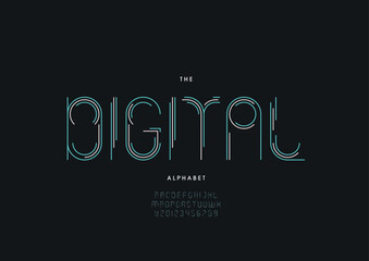 Vector of stylized modern font and alphabet