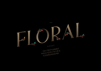 Vector of stylized modern font and alphabet