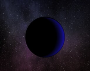 sunrise on Neptune, space illustration showing an emulation of the planet Neptune when it begins to dawn, diffuser filter, conceptual