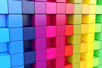 Colorful abstract background with shifted boxes 3D illustration