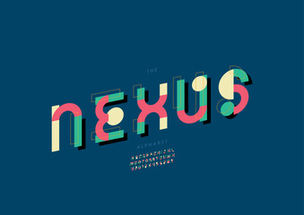 Vector of stylized modern font and alphabet