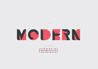 Vector of stylized modern font and alphabet