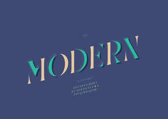 Vector of stylized modern font and alphabet