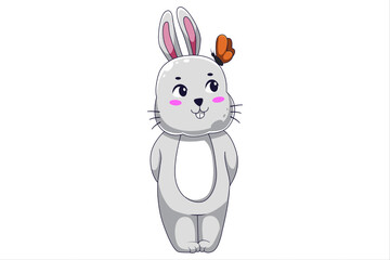 Cute Bunny Character Design Illustration